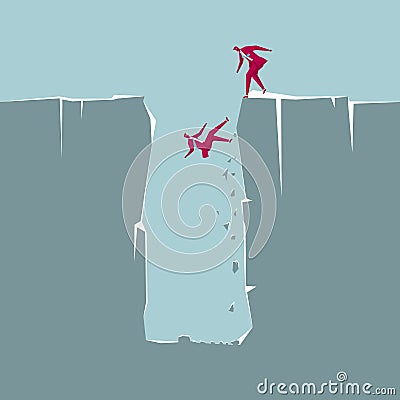 A businessman fell into a trap. The rescue failed. Vector Illustration